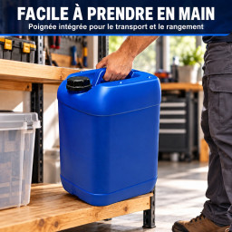 Lot de 8 bidons 25 L translucides – Bouchon DIN 51 + 2 robinets verseurs – PEHD