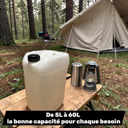 Lot de 5 jerricans 5 L – Bouchon étanche + 1 robinet verseur – PEHD alimentaire